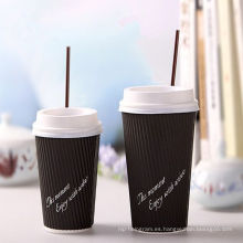 Tazas de papel desechables para café caliente con logotipo impreso